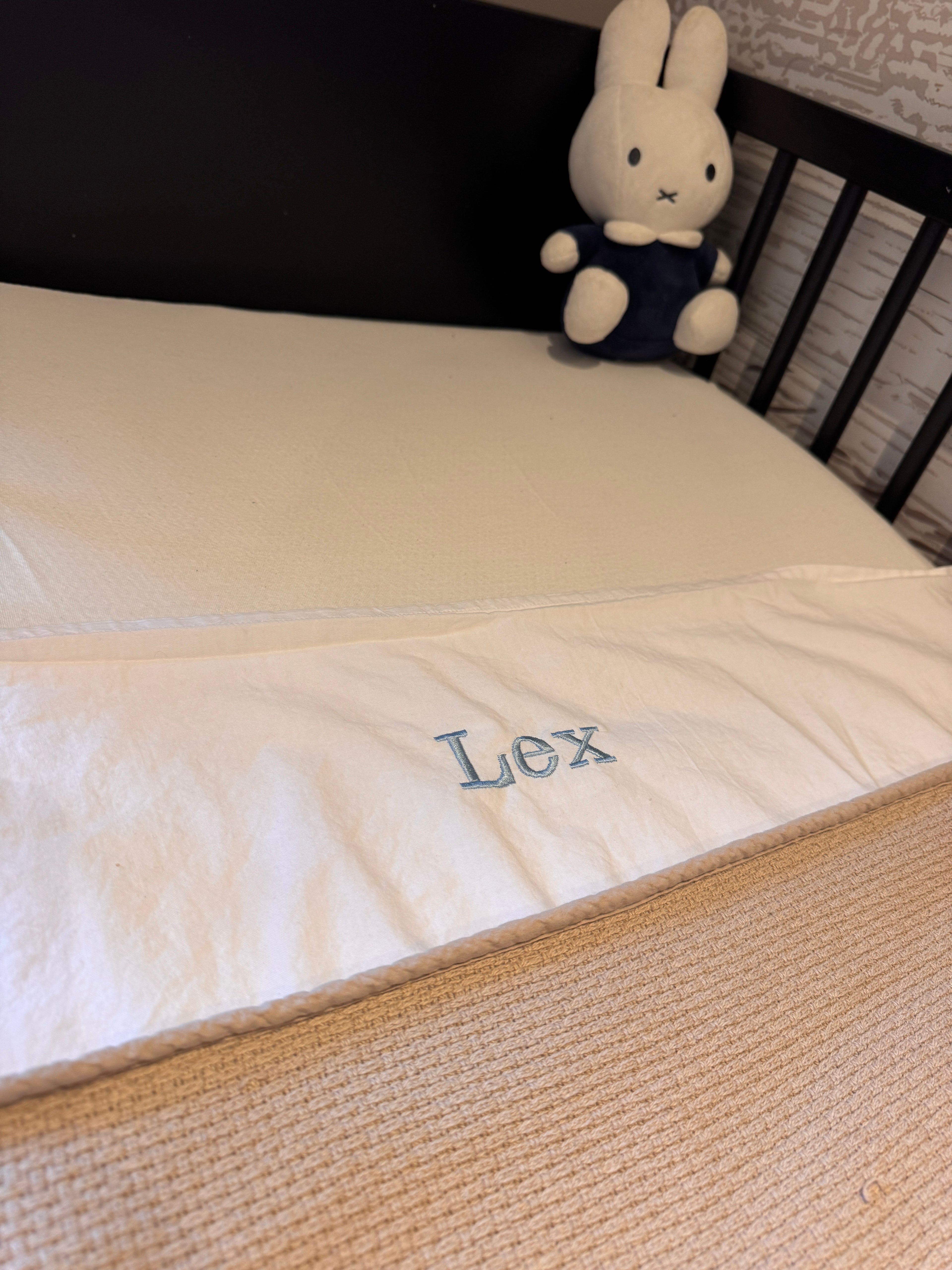 Laken met naam - uni White  100x150 - Meyco