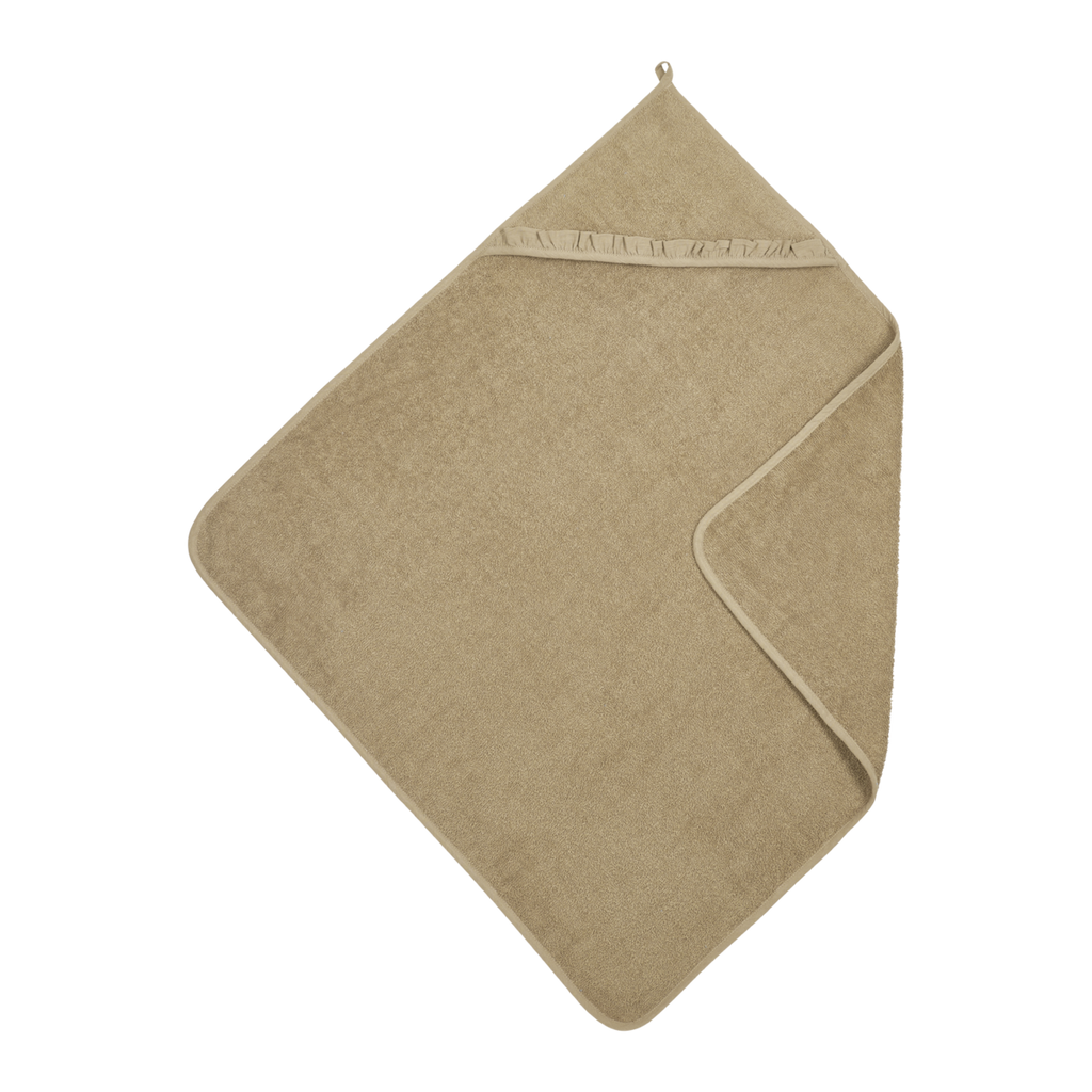 Badcape met naam badstof Ruffle taupe 80x80cm - Meyco