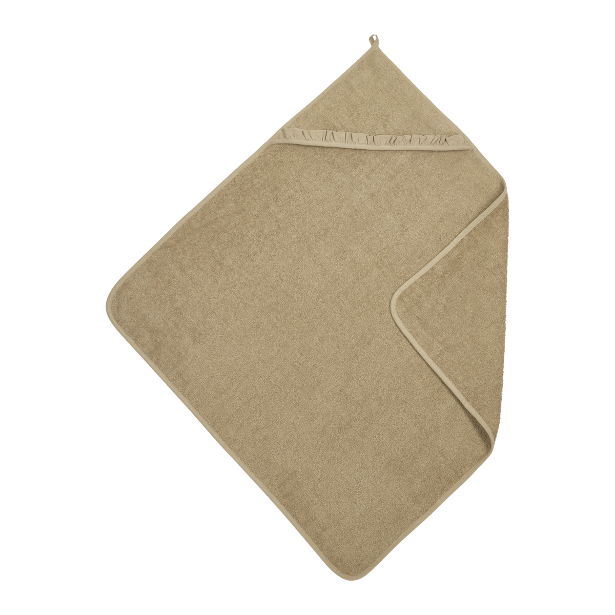 Badcape met naam badstof Ruffle taupe 80x80cm - Meyco