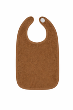Slab met naam klittenband badstof toffee 26x31cm