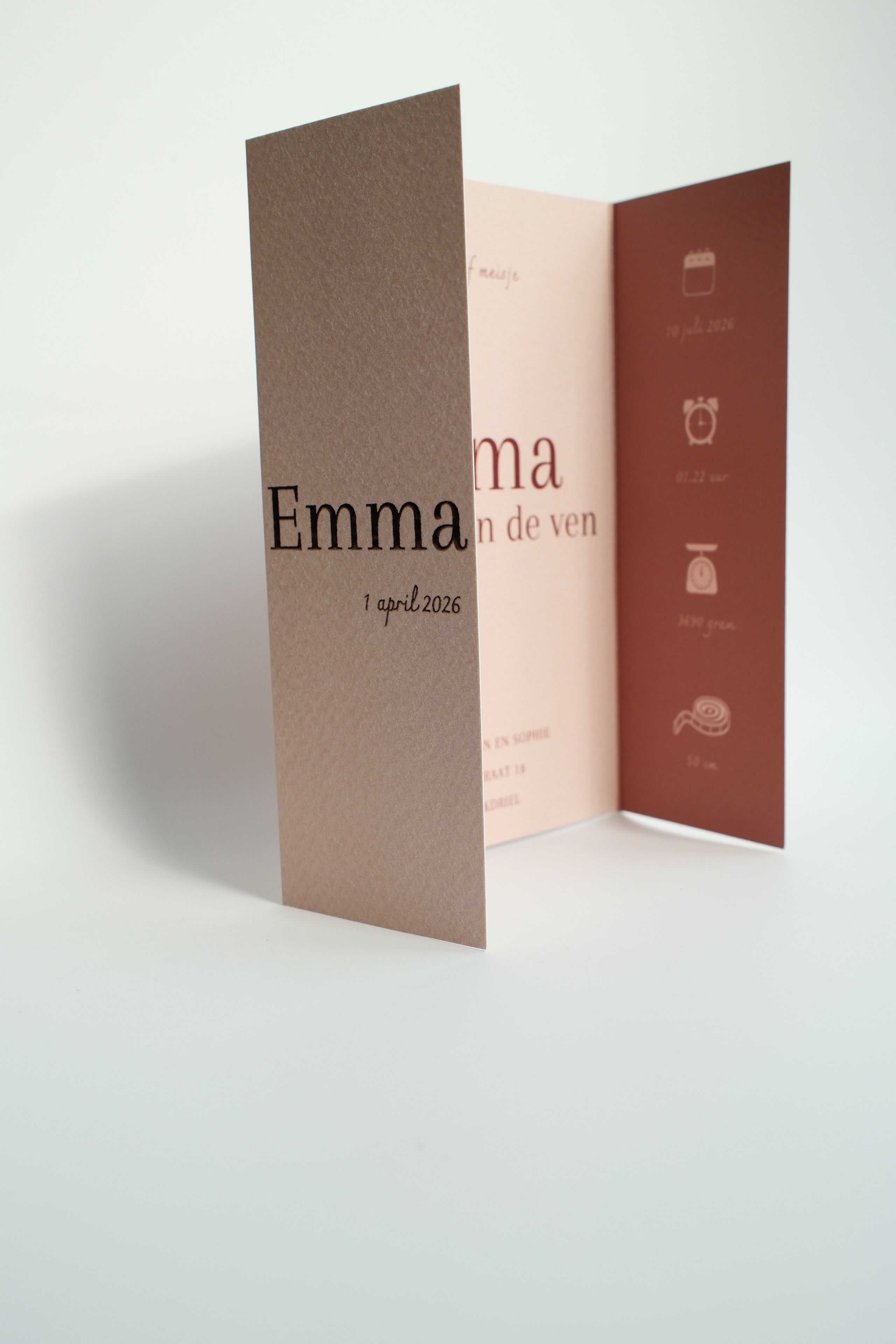 Luikvouw geboortekaartje meisje Emma | Luxe en persoonlijk ontwerp