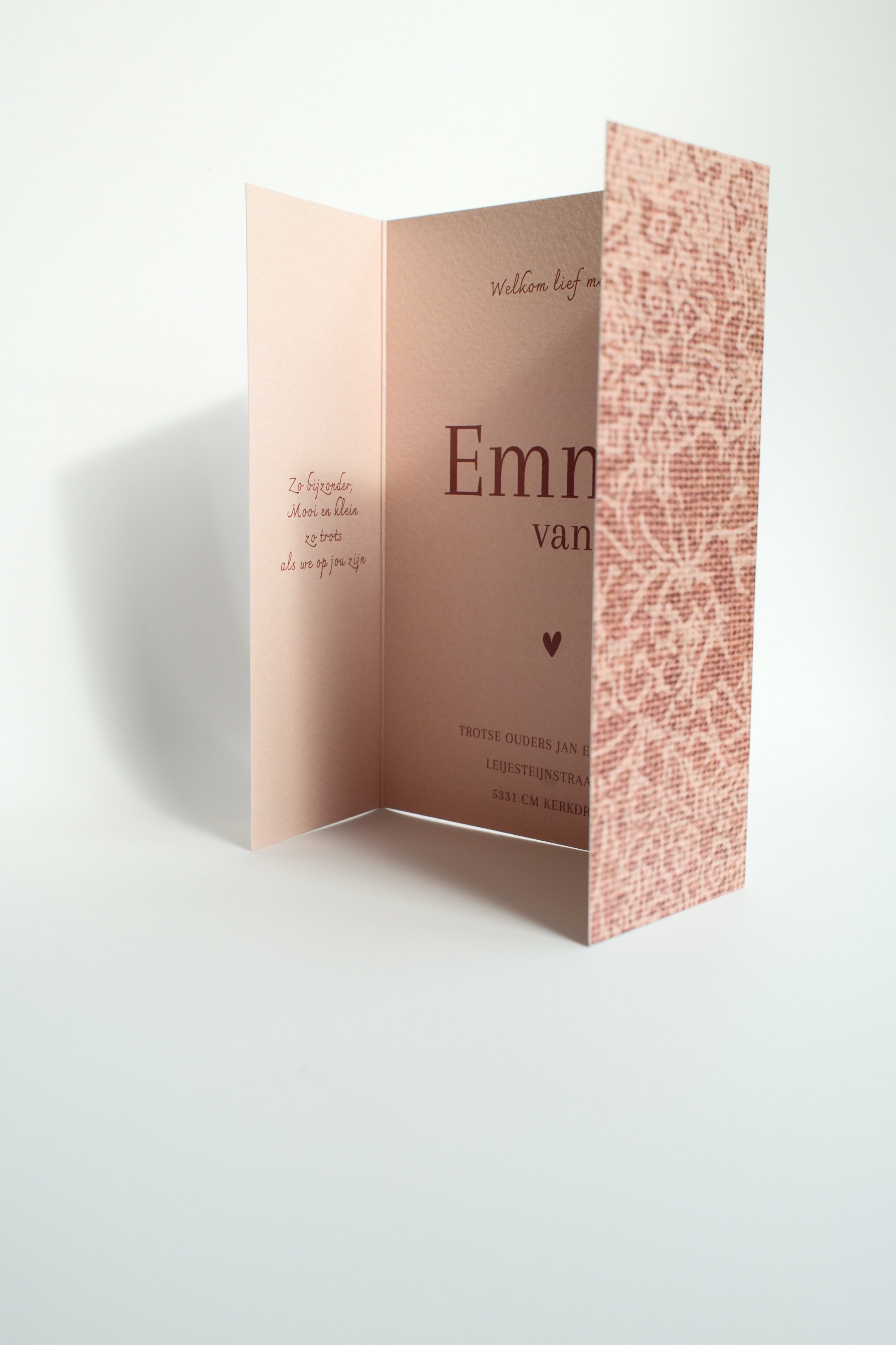Luikvouw geboortekaartje meisje Emma | Luxe en persoonlijk ontwerp