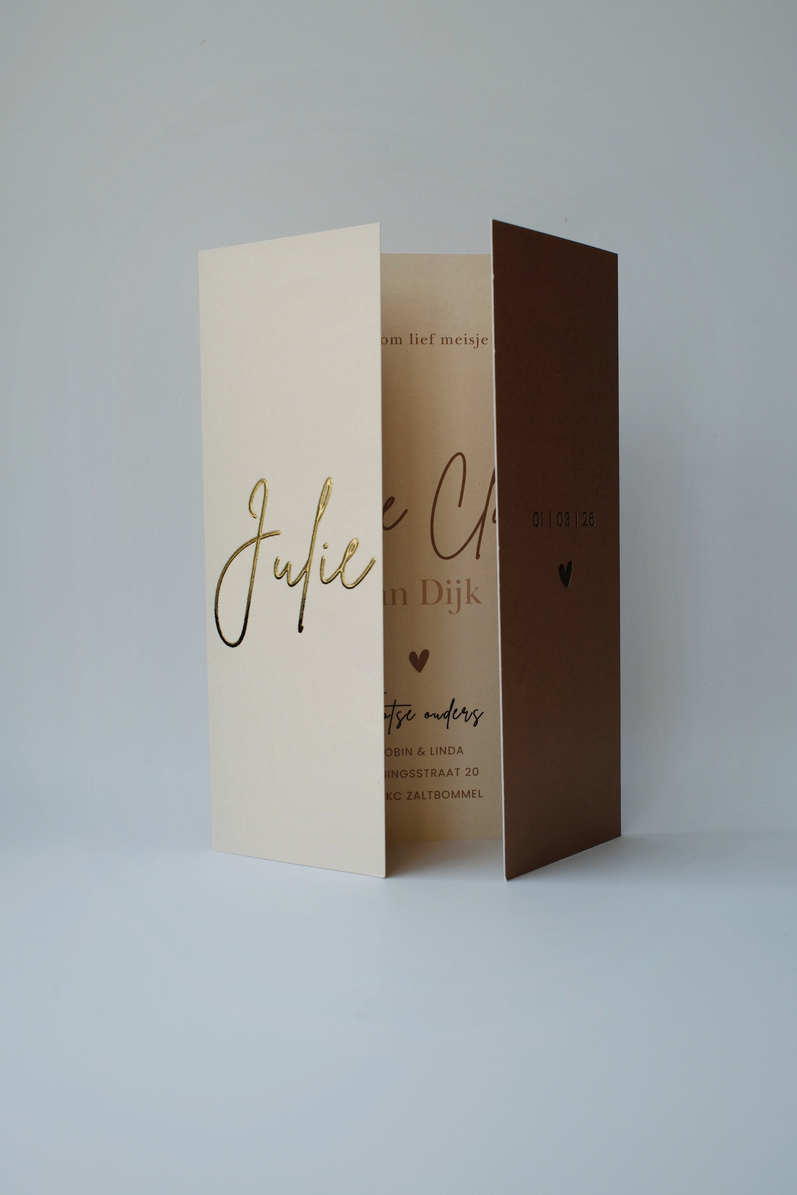 Luikvouw geboortekaartje Julie | meisje & jongen | Luxe en persoonlijk ontwerp