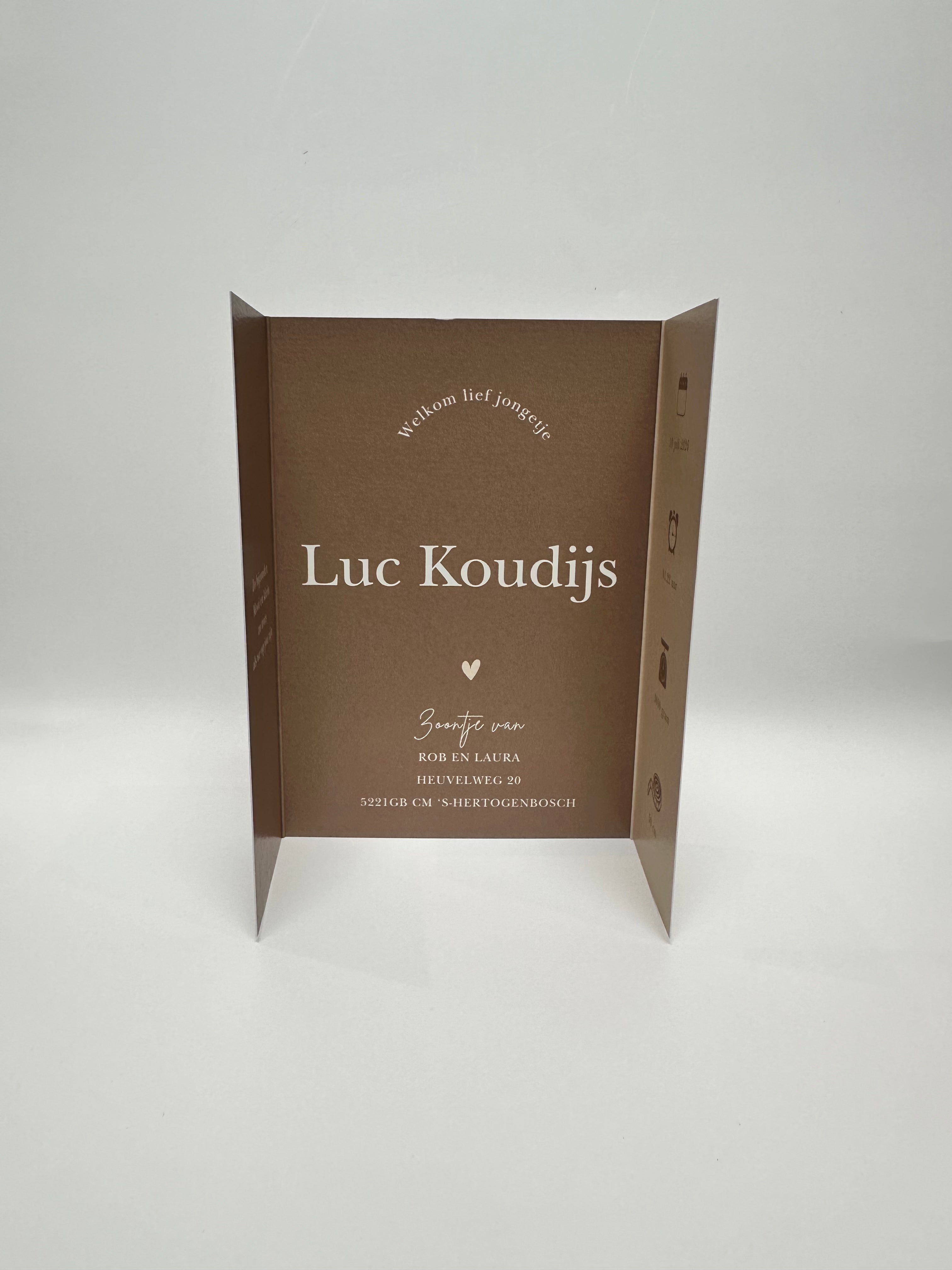 Luikvouw geboortekaartje Luc | meisje & jongen | Luxe en persoonlijk ontwerp