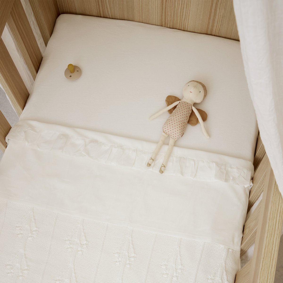 Laken Ruffle met naam - Offwhite 100x150 cm - Meyco