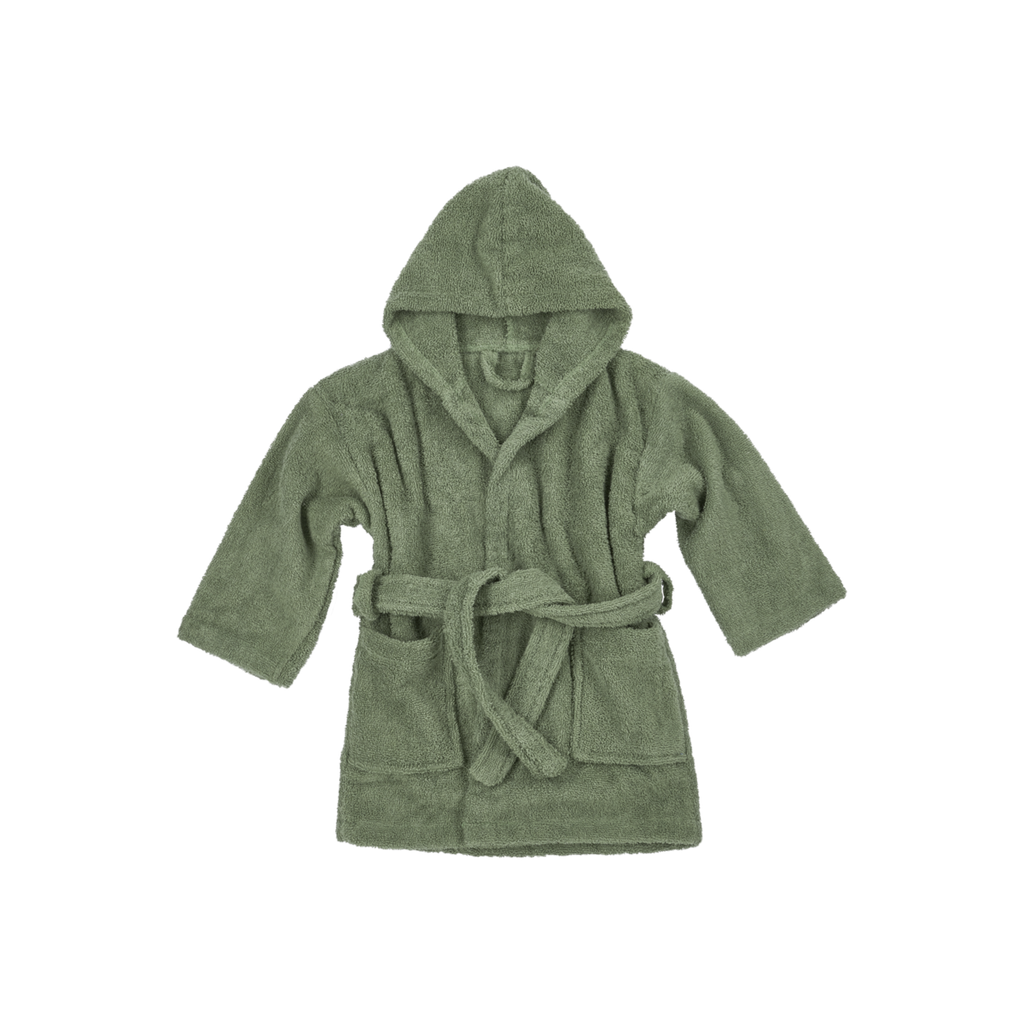 Badjasje badstof met naam - Forest green / groen - 86/92 - Meyco